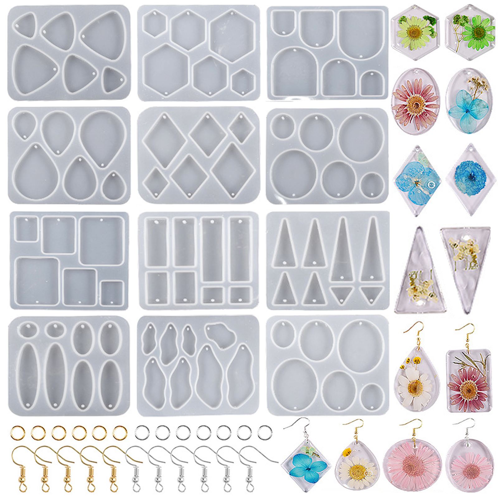 Resin Art Kit With Molds - Geometric Earring Pendant Silicone Mold For