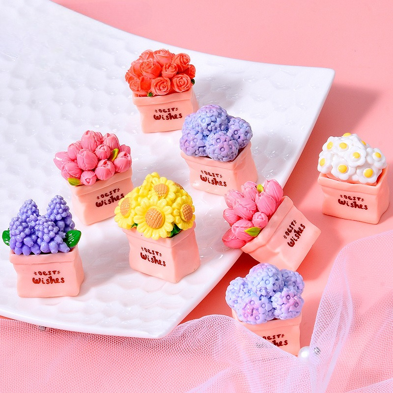 Resin Art Flowers - Mini Flower Pot Plant Sunflower Rose