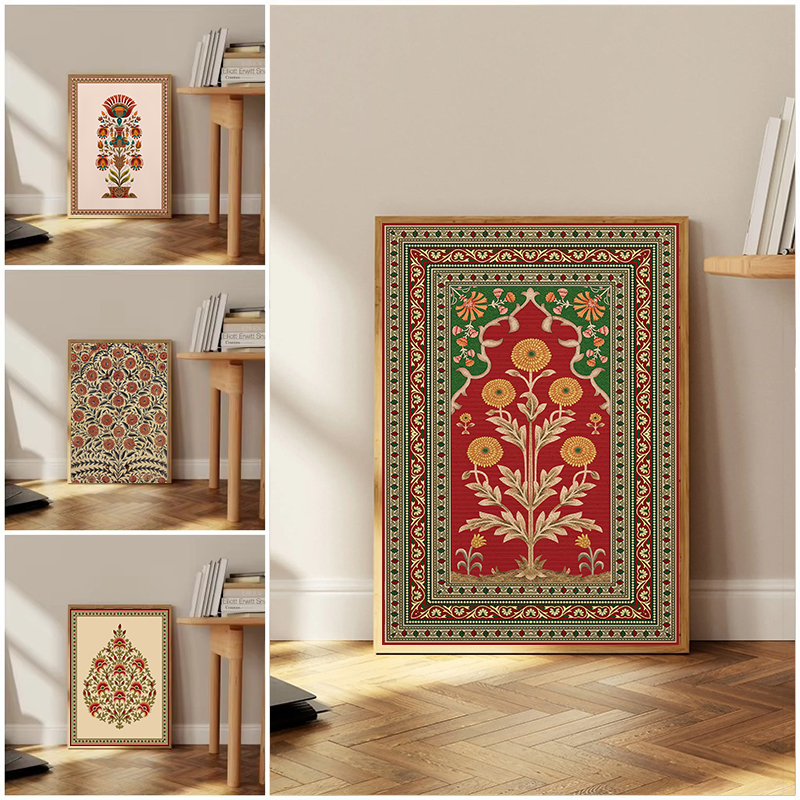 Resin Art Wall Decor - Indian Folk Art Persian Floral Print
