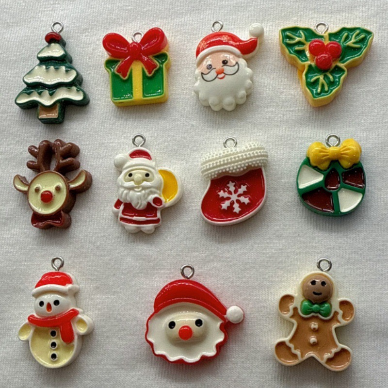 Resin Art Love - 10pcs Christmas Cartoon Series Resin Pendant