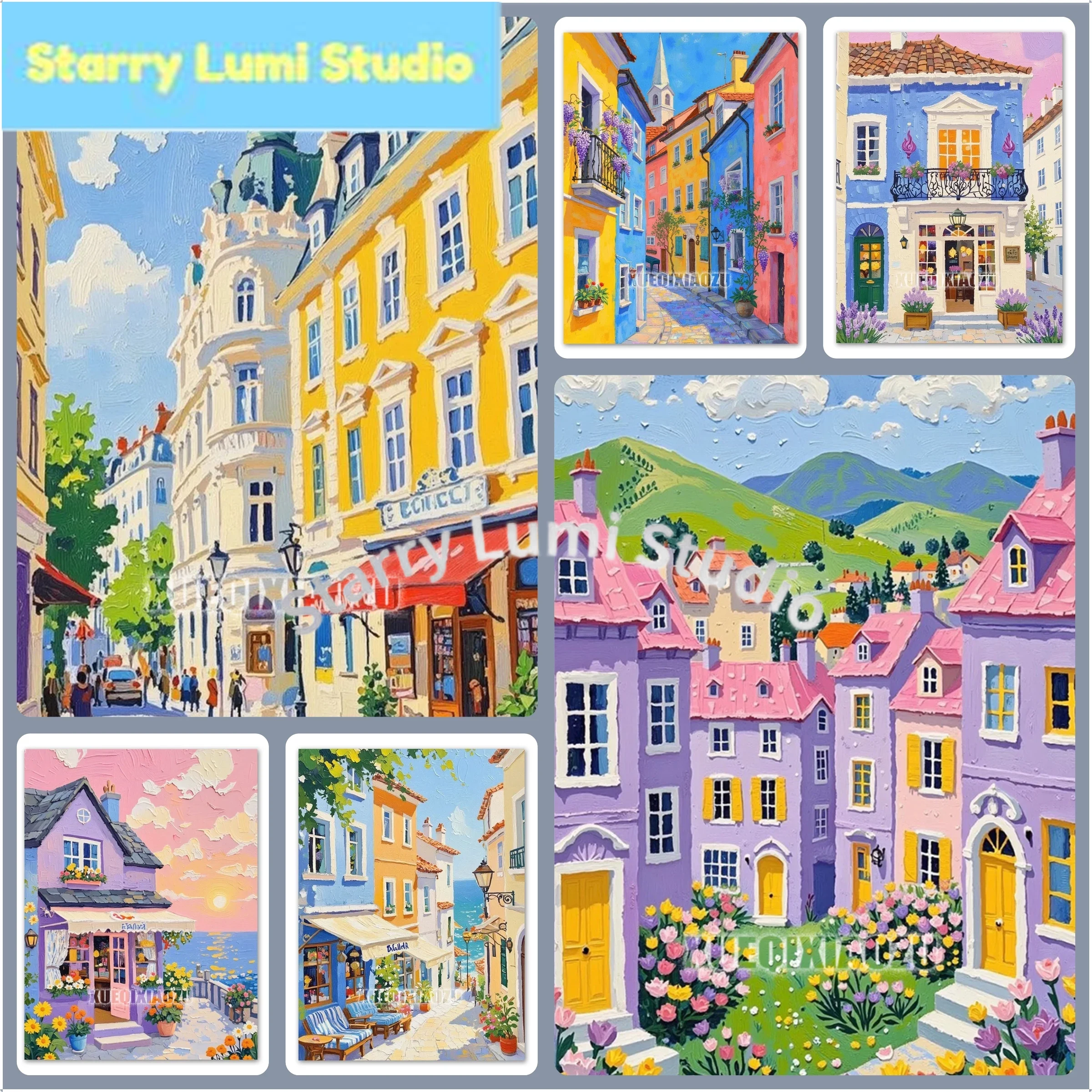 Resin Art World - Cartoon Fairy Tale World Colorful Town