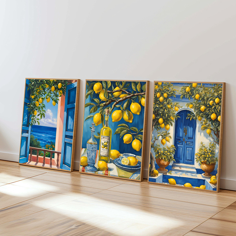 Mediterranean Italy Lemon Blue - Resin Art Wall Decor 评论和价格