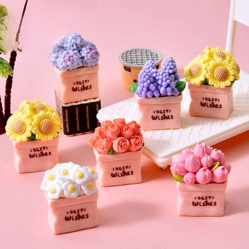 Mini Flower Pot Plant Sunflowe - Resin Art Flowers 评论和价格