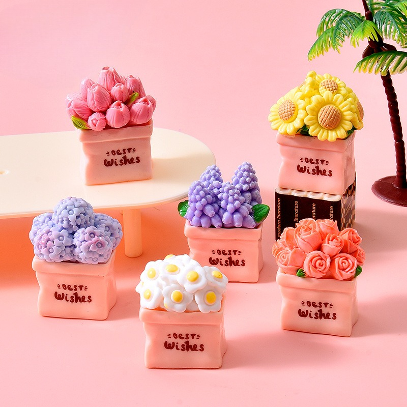 Mini Flower Pot Plant Sunflowe - Resin Art Flowers 评论和价格