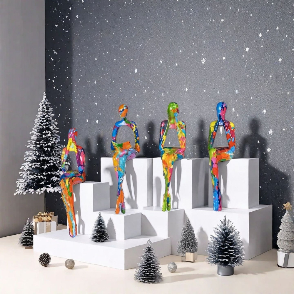 4-Piece Character Abstract Thi - Resin Art Wedding Gift 评论和价格