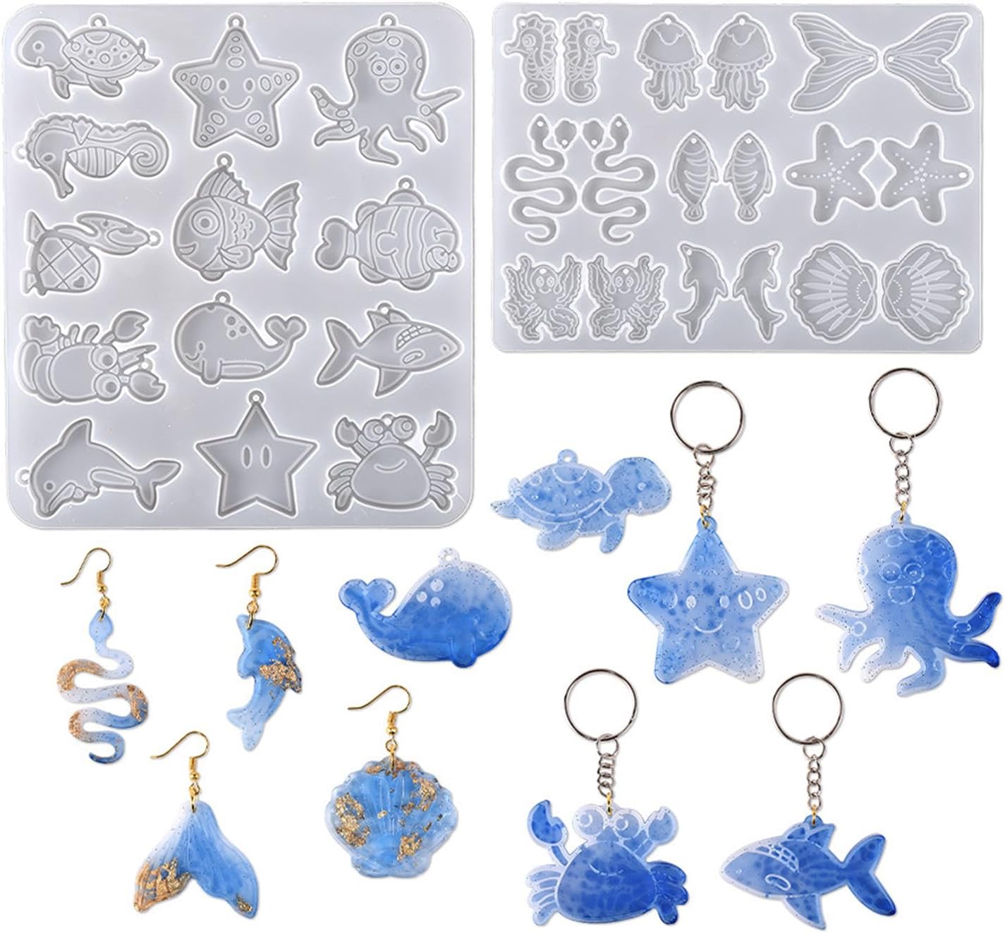 2 pc- Resin jewelry earring mo - Silicone Mold Ocean 评论和价格