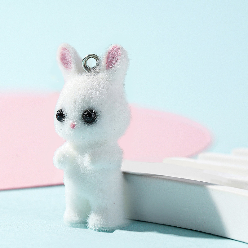 5pcs/lot Cute Flocking Rabbit  - Resin Art Love 评论和价格