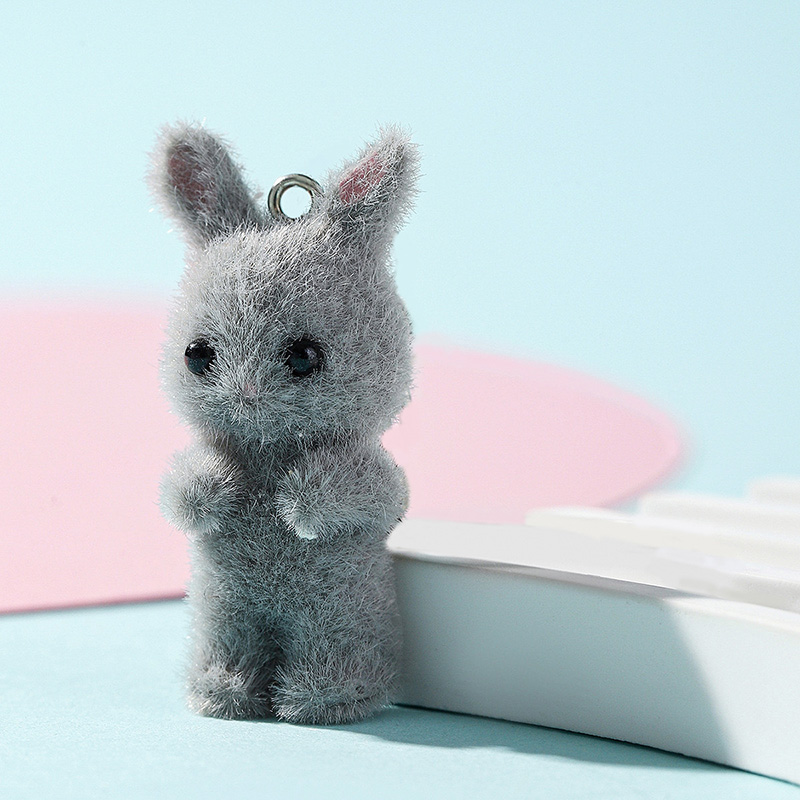 5pcs/lot Cute Flocking Rabbit  - Resin Art Love 评论和价格