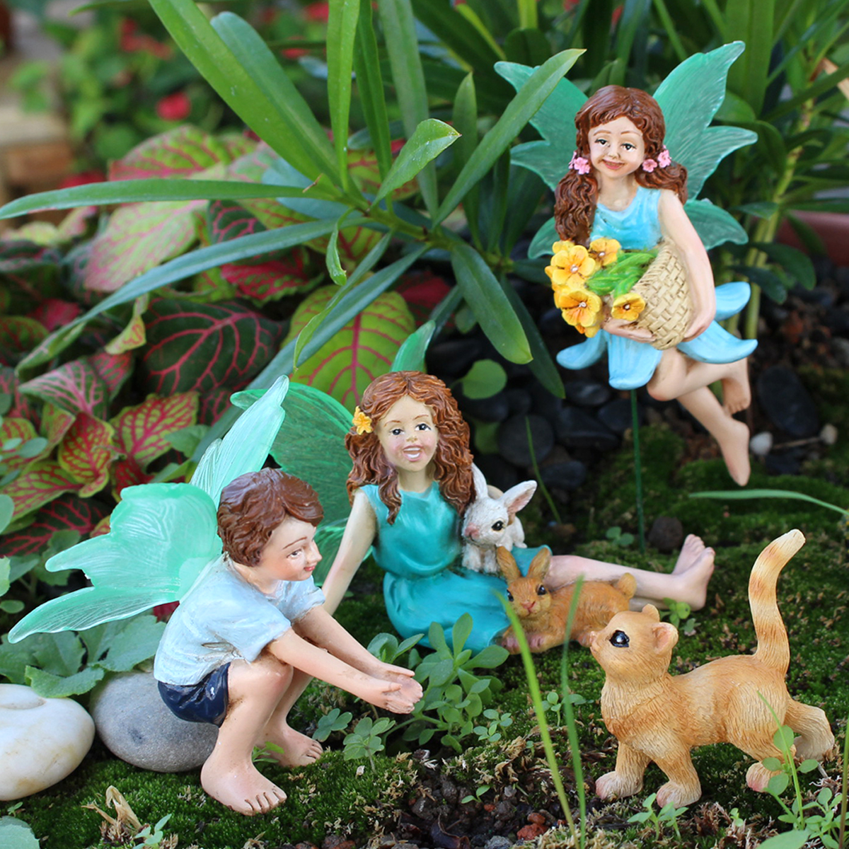 4pc Flower Fairy and Animal Pa - Resin Art Flowers 评论和价格