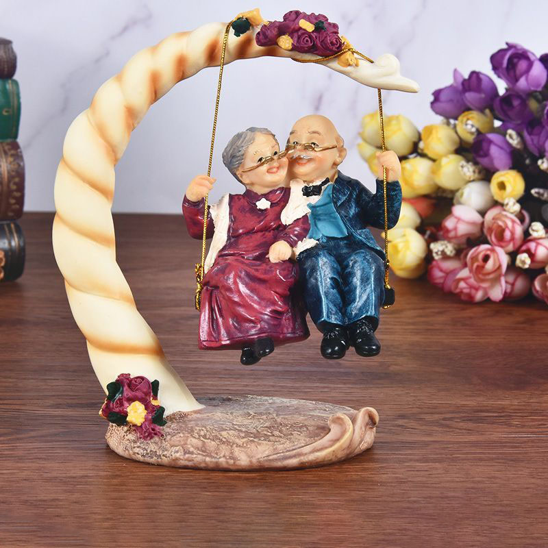 Chinese Swing Old Couples Resi - Resin Art Wedding Gift 评论和价格