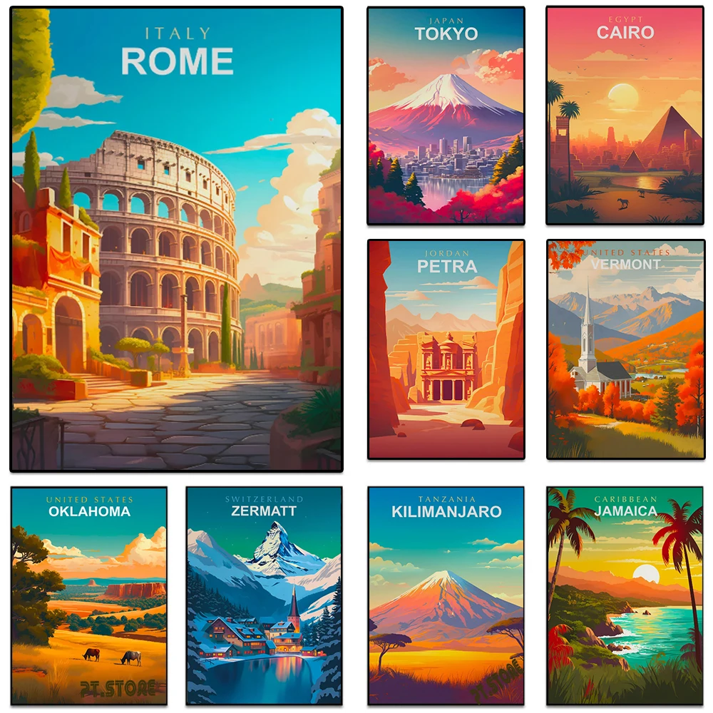 World Travel Cities Posters Pr - Resin Art World 评论和价格