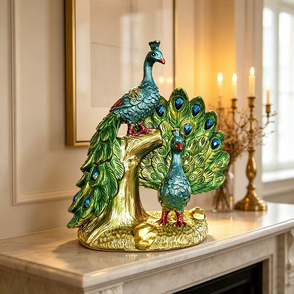 Luxury Peacock Resin Sculpture - Resin Art Wedding Gift 评论和价格