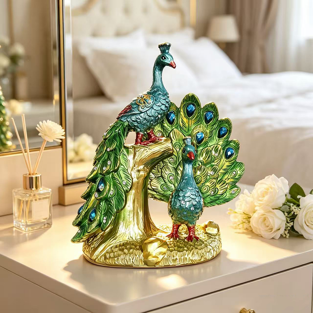 Luxury Peacock Resin Sculpture - Resin Art Wedding Gift 评论和价格