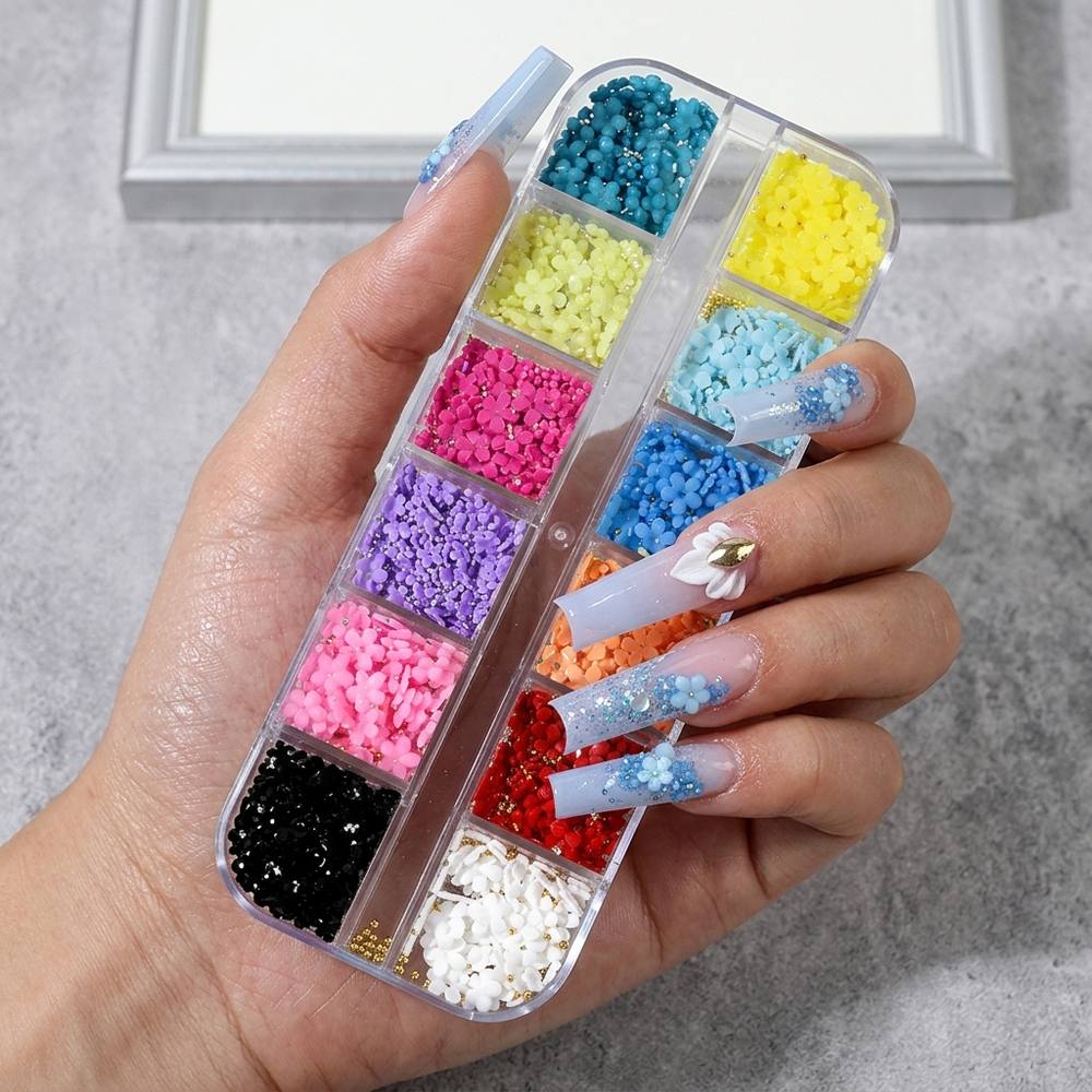 1Box Sparkling 3D Floral Charm - Resin Art Design Ideas 评论和价格