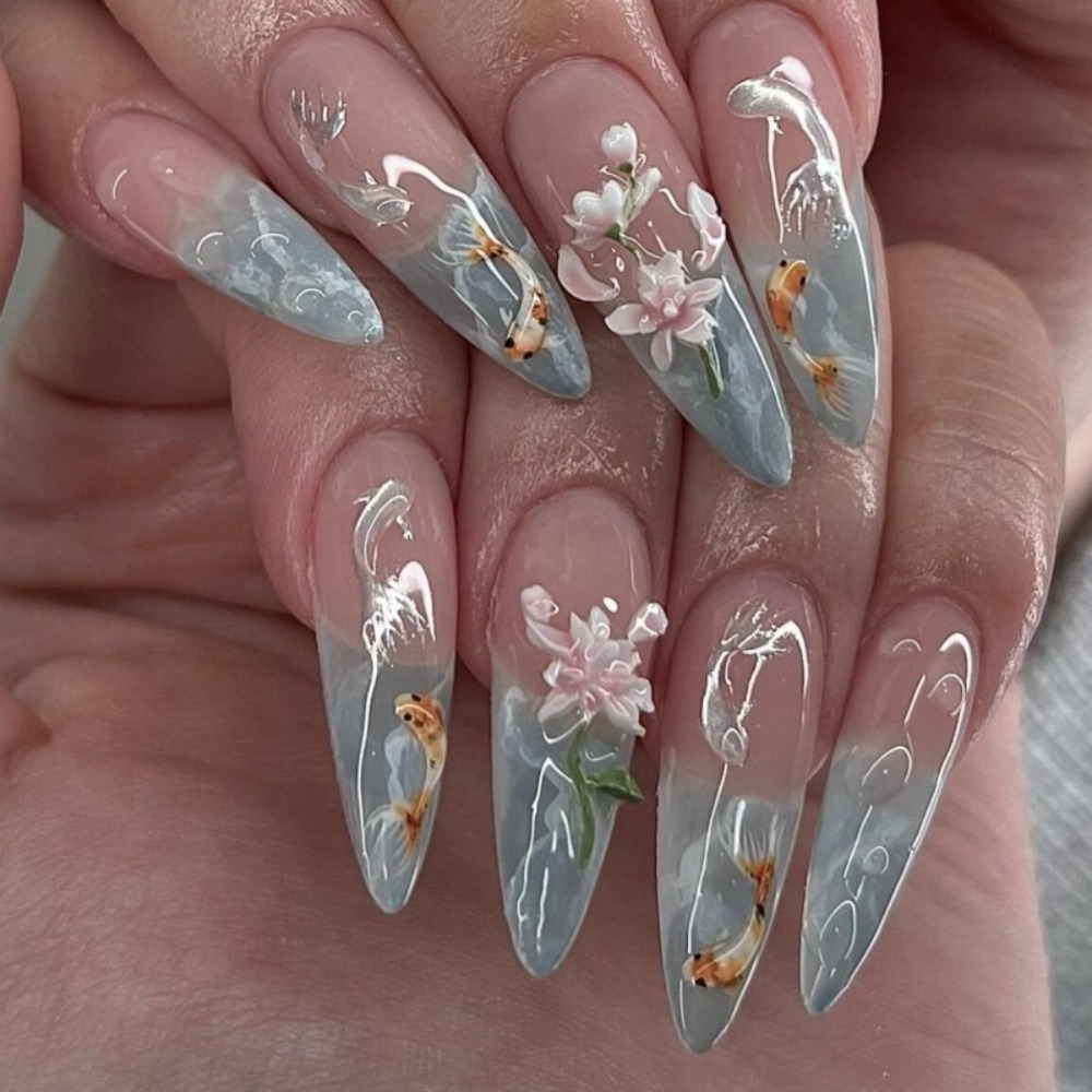 24pcs hot selling koi nail art - Resin Art Flowers 评论和价格