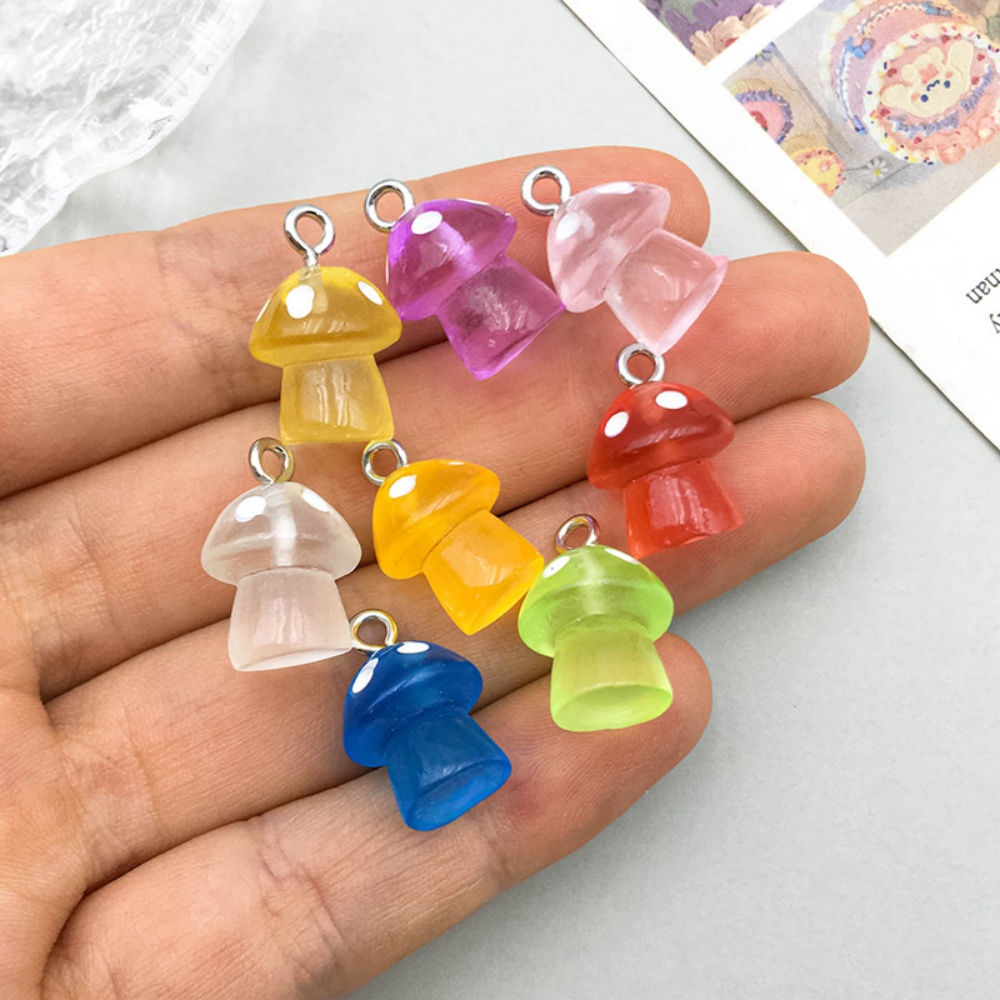16pcs Luminous Mushroom Charms - Resin Art Love 评论和价格