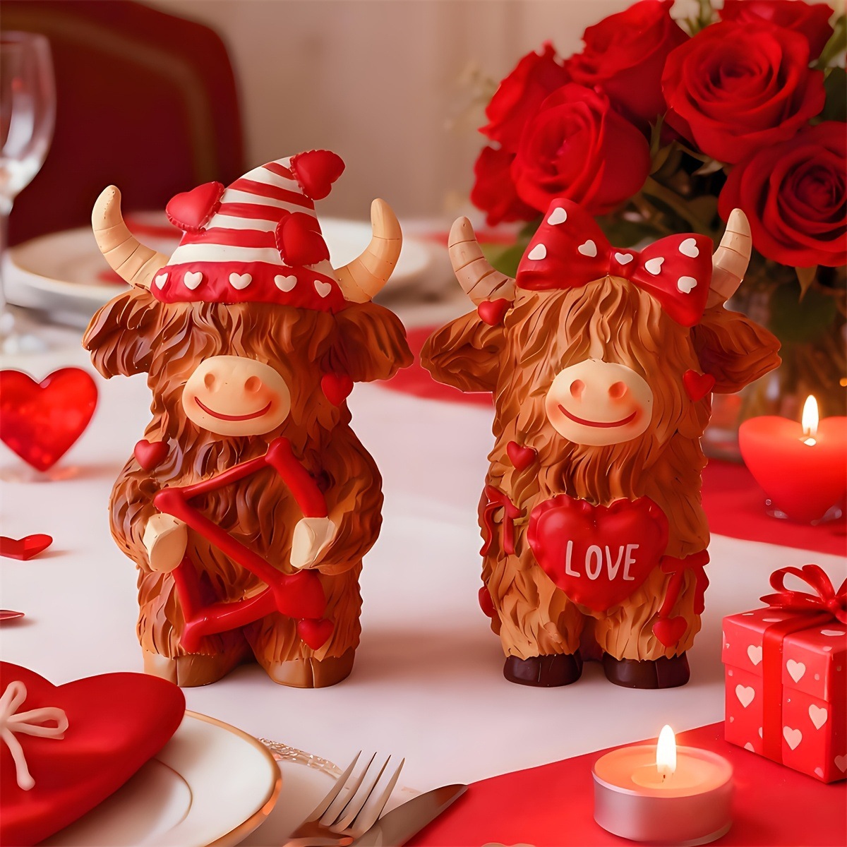 Highland Cow Couple Resin Orna - Resin Art Wedding Gift 评论和价格