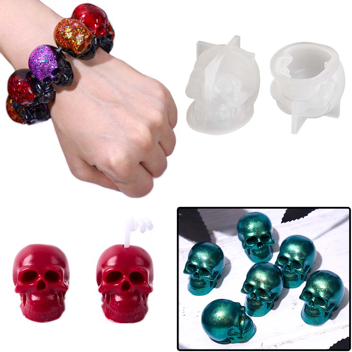 Halloween Ornament Mini Skull  - Resin Art Kit With Molds 评论和价格
