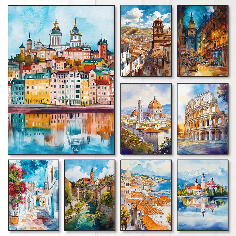 Retro Watercolor European Trav - Resin Art World 评论和价格