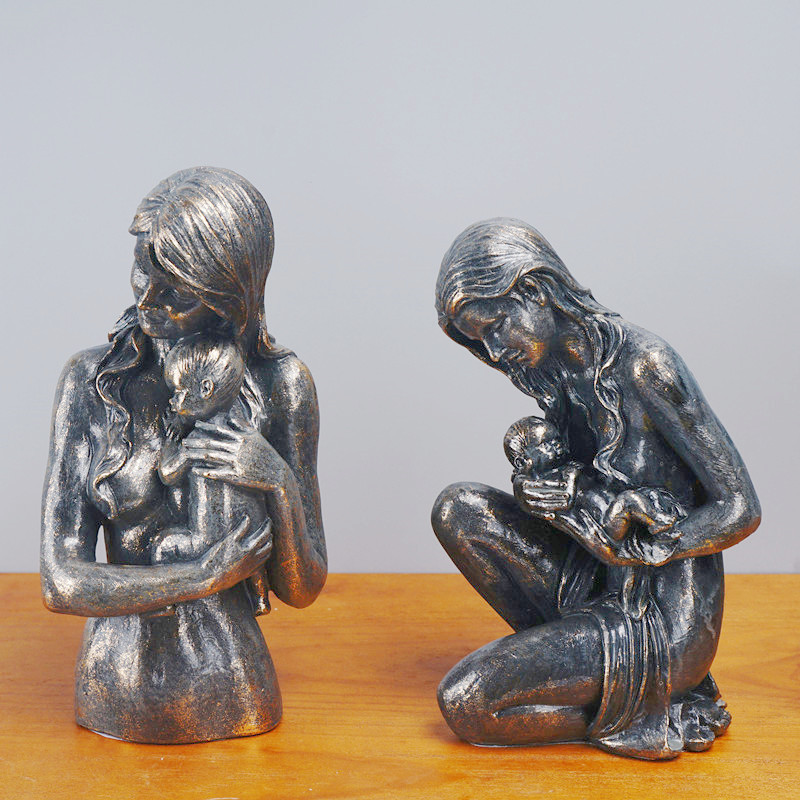 Mother Child Resin Sculpture H - Resin Art Wedding Gift 评论和价格