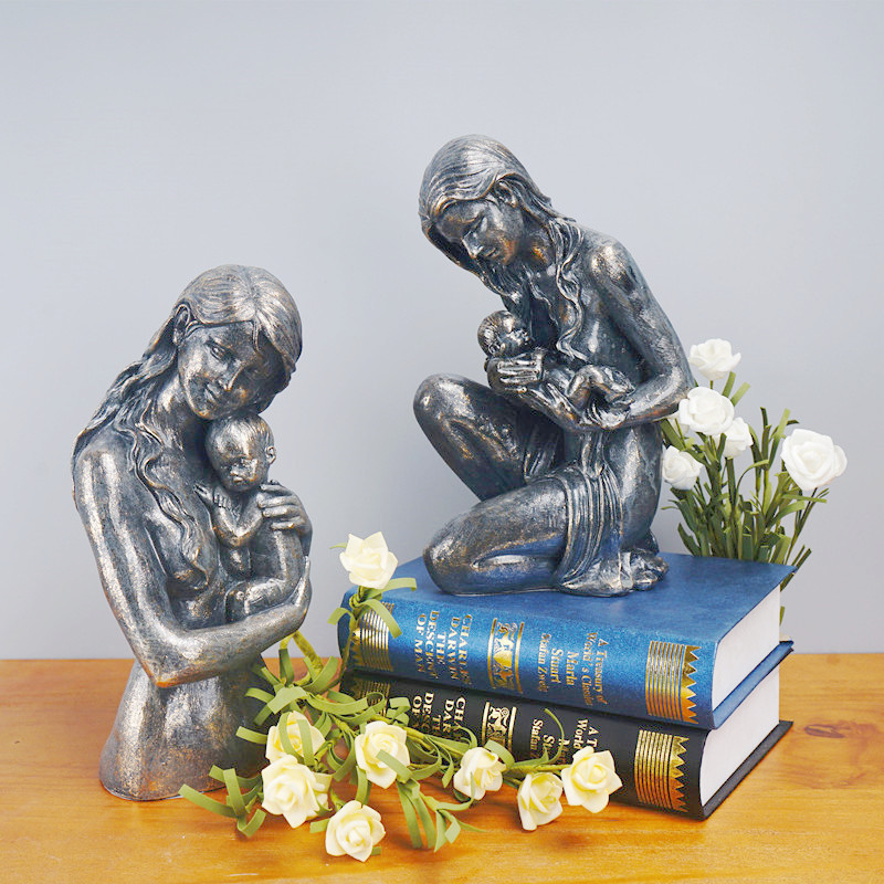 Mother Child Resin Sculpture H - Resin Art Wedding Gift 评论和价格