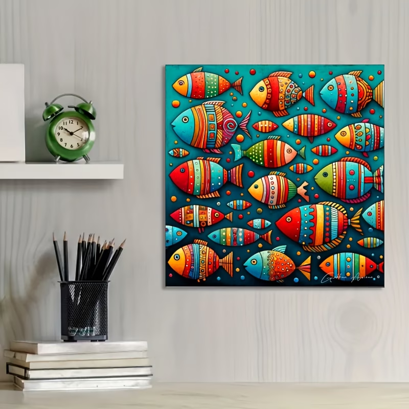 Colorful Whimsical Fish School - Resin Art Wall Decor 评论和价格