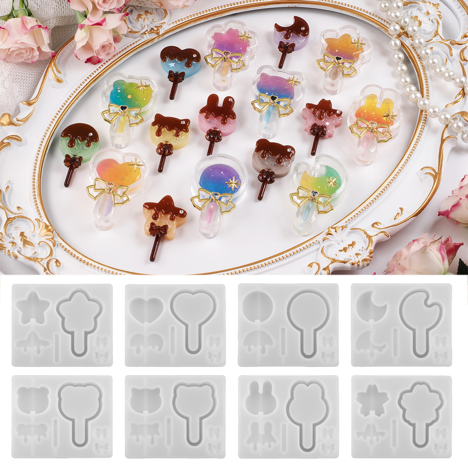 1Piece Flowing Sand Lollipop S - Silicone Mold Ocean 评论和价格
